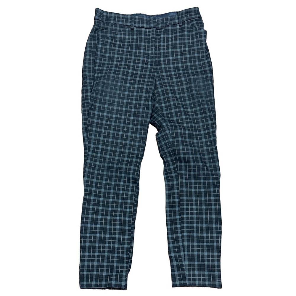 Express Women's 4S High Rise Plaid Slim Skinny Pants Black Gray Stretch Check